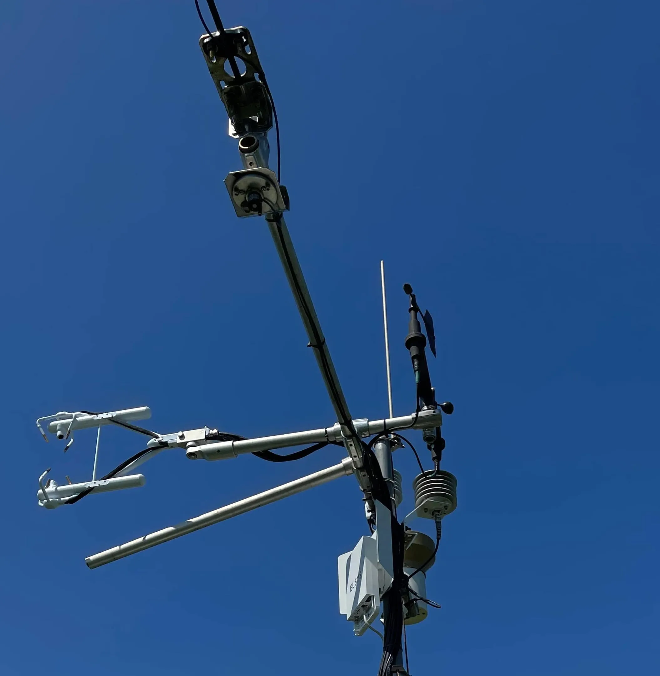 The wind sensor and the gas analyser at the top of a fluxGHG tower